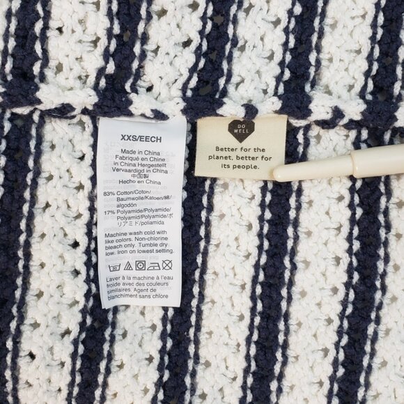 Madewell XXS Sweater Open Knit White/Deep Navy Blue Stripes Women XXSmall - Picture 10 of 13
